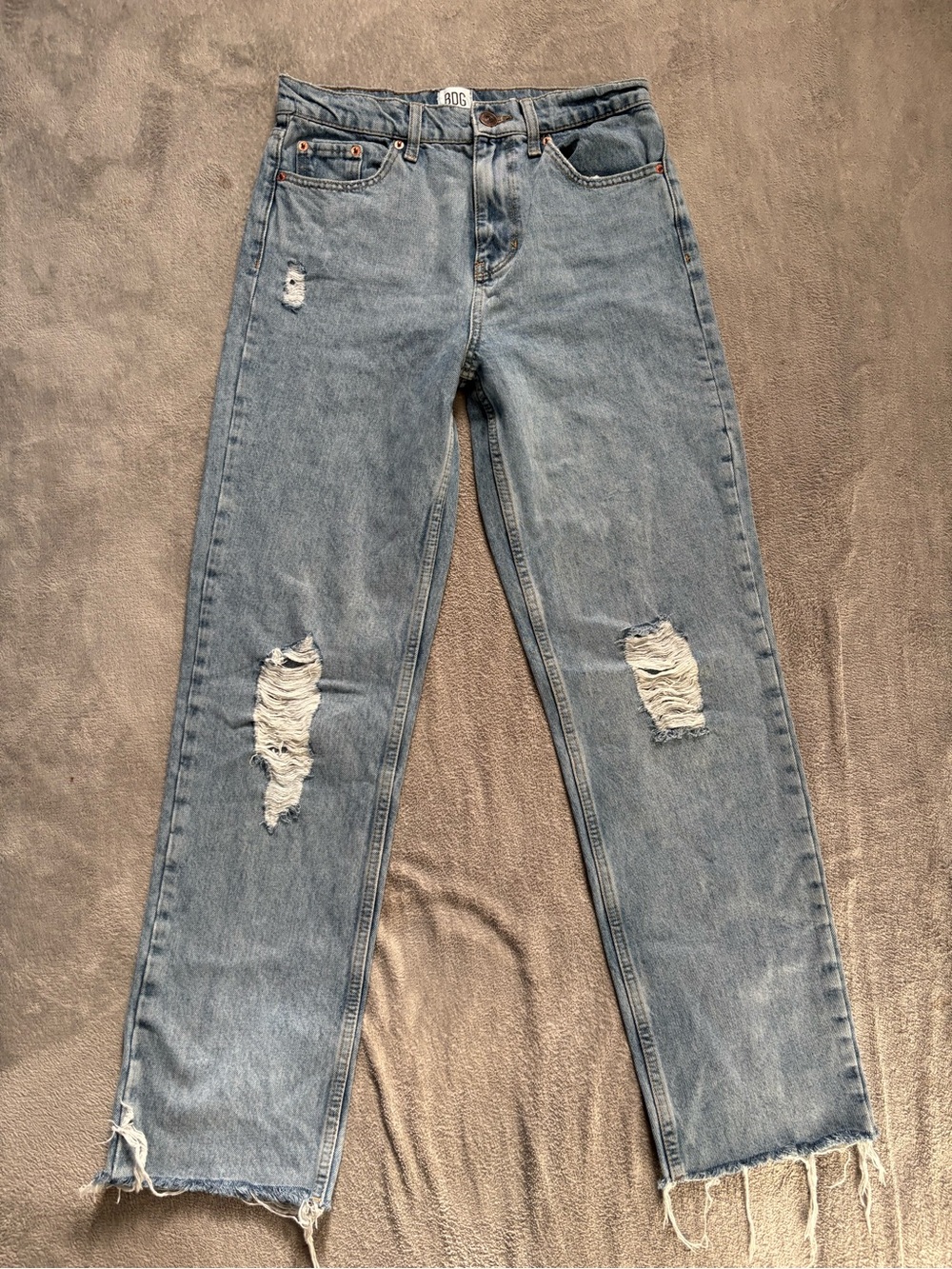 Urban Outfitters BDG Pax Straight Jeans Women's 28x32 Blue High Rise Distressed